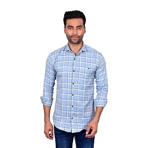 moudlin men slim fit checkered full sleeve spread collar casual shirt