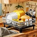 MOUKABAL Dish Drying Rack with Drainboard for Kitchen Counter, Grey