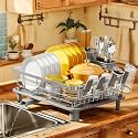 MOUKABAL Stainless Steel Dish Drying Rack for Kitchen Counter, Grey Silver