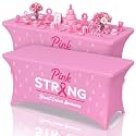 Moukeren 2 Pcs Breast Cancer Awareness Tablecloth 6 ft Pink Ribbon