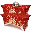 Moukeren 2 Pcs Christmas Gingerbread Tablecloth 6ft Christmas Table Covers