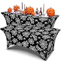 Moukeren 2 Pcs Halloween Spiderweb Tablecloth 6 ft Halloween Table Covers