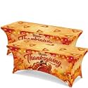 Moukeren 2 Pcs Happy Thanksgiving Tablecloth 6 Feet Thanksgiving Stretch