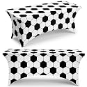Moukeren Soccer Party Decoration Tablecloth 6 ft Soccer Stretch Table Cover