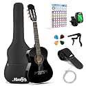 Moukey 30" Acoustic Guitar for Beginner Kid Boy Girl 1/4 Junior Size Nylon String Classical Guitarra Acustica with Chord Poster, Gig Bag, Tuner, Picks, Nylon Strings, Capo, Cloth, Strap - Black