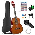 Moukey 36" Acoustic Guitar 3/4 Junior Classical Guitarra Acustica for Beginner Youth Teen Adult with Chord Poster, Gig Bag, Tuner, Picks, Nylon Strings, Capo, Strap - Brown