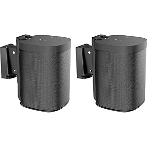 mount plus sb631-pair adjustable speaker wall mount for sonos one one sl and play1  low-profile  adjustable tilt swivel rotate speaker mount for best audio 2 pack black