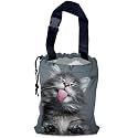 Adorable Cat Car Garbage Bag,Kitten Yawning Waterproof Small Car Trash Bag Hanging Back of Seat,Drawstring Hanging Car Trash Bag with Adjustable Buckle for Car Accessories