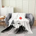 Mountain Paintings Throw Flannel Blanket,3D Fashion Chinese Style Fleece Fleece Blanket for Home Bedroom Decor Sofa Couch,Chinese Ink Painting Style Soft Bedding,40"x50"