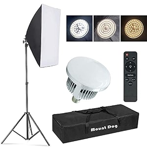mountdog softbox lighting kit 2x19734x27534 photography continuous lighting system with 2pcs 85w 5700k e27 socket led bulbs and remote for portrait product fashion photography
