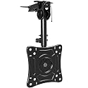 MOUNTUP Folding Under Cabinet TV Mount, VESA 75x75mm &amp; 100x100mm Flip Down &amp; Swivel TV Bracket for Most 13-32" LCD Screens up to 22 Lbs, Height Adjustable Space Saving Under Counter Mount for RV