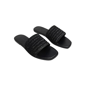 MOVIDA Womens Woven Wide Strap Flat Slide