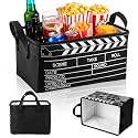 Movie Night Snack Basket Tray with Handles Movie Clapper Board Theme Reusable Burlap Storage Organizer Basket for Theater Popcorn Bucket Container Family Film Night &amp; Holiday Parties Supplies