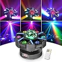 Moving Head DJ Lights, 150W RGBW 6 Arms Disco Magic Ball Stage Lights, 6-in-1 DJ Lights for Parties with Red Green Starry, White & Amber Strobe, DMX512 & Remote Control Party Lights for Disco Club