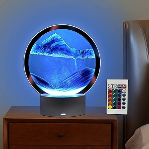moving sand art picture round glass 3d deep sea sandscape in motion display flowing sand frame children39s large desktop art toys home amp office desktop decorationsblue r-control