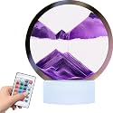 Moving Sand Art Picture Round Glass 3D Deep Sea Sandscape in Motion Display Flowing Sand Frame, Children's Large Desktop Art Toys, Home &amp; Office Desktop Decorations(Purple R-Control)