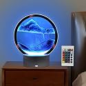 Moving Sand Art Picture Round Glass 3D Deep Sea Sandscape in Motion Display Flowing Sand Frame, Children's Large Desktop Art Toys, Home &amp; Office Desktop Decorations(Blue R-Control)