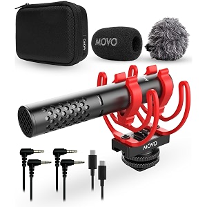 movo x1-mini video shotgun mic for camera - supercardioid 35mmusb-c analogdigital camera microphone for dslr iphone and android smartphones computers - compatible with canon eos nikon sony