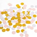 MOWO Confetti Circles, Glitter Gold Pink and White Mix, 1.2", 200pc