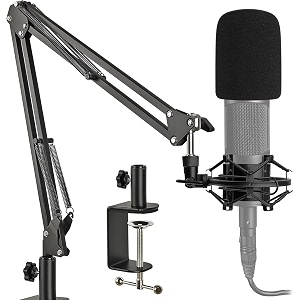 adjustable mic stand with shock mount sturdy boom arm for studio recording podcasting amp streaming noise-free microphone stand for musicians amp gamers without mic