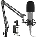 Adjustable Mic Stand with Shock Mount Sturdy Boom Arm for Studio Recording, Podcasting &amp; Streaming Noise-Free Microphone Stand for Musicians &amp; Gamers (Without Mic)