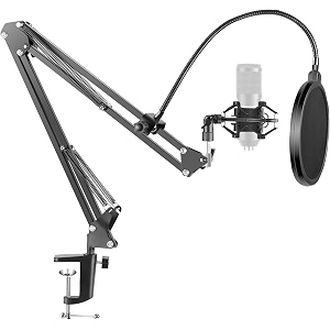 professional table mic stand with adjustable boom arm shock mount amp dual-layer pop filter sturdy amp noise-free microphone stand for recording streaming podcasting amp gaming without mic