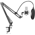 Professional Table Mic Stand with Adjustable Boom Arm, Shock Mount & Dual-Layer Pop Filter Sturdy & Noise-Free Microphone Stand for Recording, Streaming, Podcasting & Gaming (without Mic)