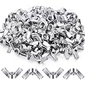 Moxweyeni 100 Pcs 1/4"-20 Wing Nuts Bulk Carbon Steel Butterfly Nuts