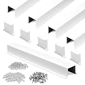 Moxweyeni 5 Pack 4×4 Inch x 3.3 Ft (16.5 Ft Total) Metal Line Set Cover Kit, White Metal Decorative Ac Pipe Line Set Cover Kit for Ductless Mini Split Accessories, Central Air Conditioner, Heat Pump