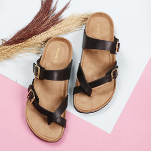 mozafia women flats sandal black  7