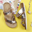 MOZAFIA Women Flats Sandal (Gold , 4)