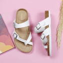 MOZAFIA Women Flats Sandal (White , 9)