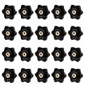 MOZEAT LENS 20 Pack 1/4-20 Knob 6 Star Knobs 1/4 Inch 20 Female Threaded Hexagon Head Thru Knob Clamping Knobs Jig Knobs T Track Bolts, Black, 554350_3_VNKWeQdRd