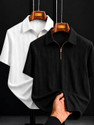 mozero Self Design Men Zip Neck Black