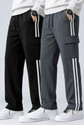 mozero Striped Men Black Grey Track Pants