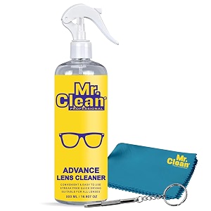 mr clean combo lens cleaner 500ml with 1 microfiber cloth amp screwdriver  streak-free glass cleaner for eyeglasses sunglasses camera lenses amp screens  safely cleans fingerprints dust amp oil