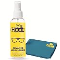 Mr. Clean Lens Cleaner 100ml with 1 Microfiber Cloth| Streak-Free Glass Cleaner for Eyeglasses, Sunglasses, Camera Lenses, Screens and Binoculars | Safely Cleans Fingerprints, Dust &amp; Oil