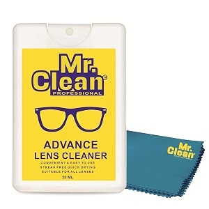 mr clean lens cleaner 20ml with 1 microfiber cloth streak-free glass cleaner for eyeglasses sunglasses camera lenses amp screens  safely cleans