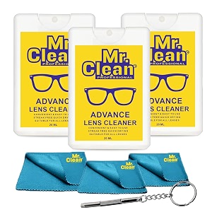 mr clean lens cleaner 20ml pack of 3 with 3 microfiber cloths amp screwdriver  streak-free cleaner for eyeglasses sunglasses camera lenses amp screens  safely removes fingerprints dust amp oil