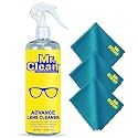 Mr. Clean Lens Cleaner 500ml with 3 Microfiber Cloths| Streak-Free Glass Cleaner for Eyeglasses, Sunglasses, Camera Lenses &amp; Screens | Safely Cleans Fingerprints, Dust &amp; Oil