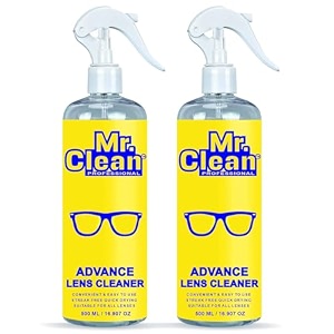 mr clean lens cleaner 500ml pack of 2 streak-free glass cleaner for eyeglasses sunglasses camera lenses amp screens  safely cleans fingerprints dust amp oil