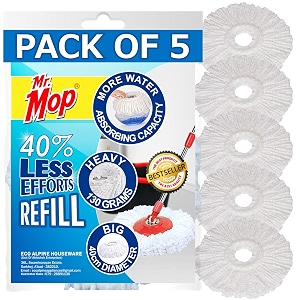 mr mop 360 rotating magic microfiber spin mop refill for floor cleaning mob refiller amp head replacement accessories pack of 5