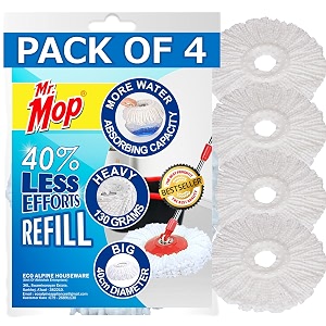 mr mop 360 rotating magic microfiber spin mop refill for floor cleaning mob refiller amp head replacement accessories pack of 4