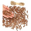 Mr. Pen- Mini Wooden Clothes Pins for Photo, 1 Inch, 200 Pack, Small Clothespins with 10 Meter Jute Twine for Scrapbooking, Labeling Plants, Gift Tags, Tiny Crafts, Photo Display, Decoration