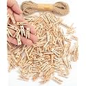 Mr. Pen- Mini Wooden Clothes Pins for Photo, 1 Inch, 200 Pack, Small Clothespins with Jute Twine for Scrapbooking, Labeling Plants, Gift Tags, Tiny Crafts, Photo Display, Decoration