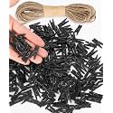 Mr. Pen- Mini Wooden Clothes Pins for Photo, 1 Inch, 200 Pack, Black Small Clothespins with 10 Meter Jute Twine for Scrapbooking, Labeling Plants, Gift Tags, Tiny Crafts, Photo Display, Decoration