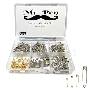 mr pen safety pins - 400 pack assorted silver and golden pins small and large bulk safety pins for clothes