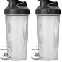 Mr. Pen- Shaker Bottles for Protein Mixes, 28 oz, 2 Pack, Clear, Protein Shaker Bottle with Wire Whisk Ball, Blender Bottle