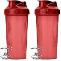 Mr. Pen- Shaker Bottles for Protein Mixes, 28 oz, 2 Pack, Red, Protein Shaker Bottle with Wire Whisk Ball, Blender Bottle