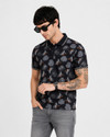 Mr Rabby Printed Men Polo Neck Black